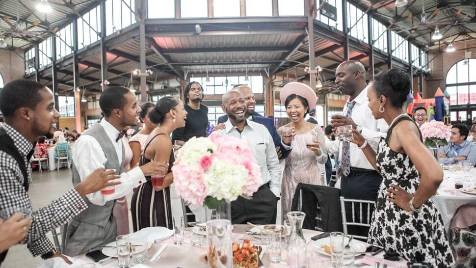 People laughing at an event